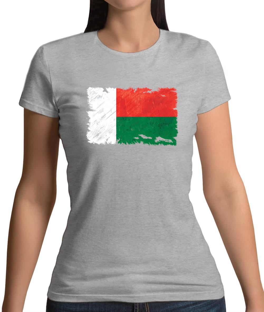 Madagascar Grunge Style Flag Womens T-Shirt Madagascar Grunge Style Flag Womens T-Shirt