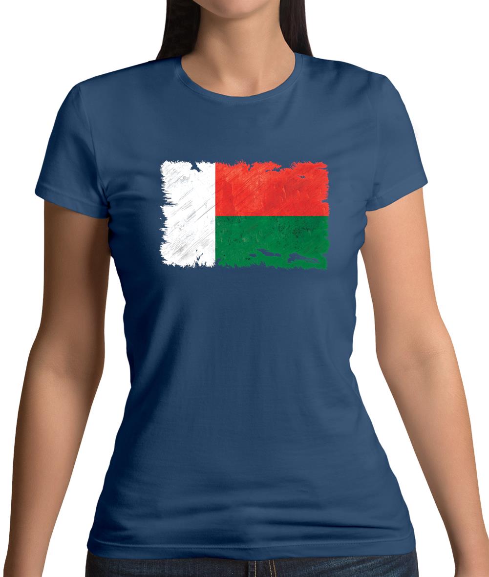 Madagascar Grunge Style Flag Womens T-Shirt Madagascar Grunge Style Flag Womens T-Shirt