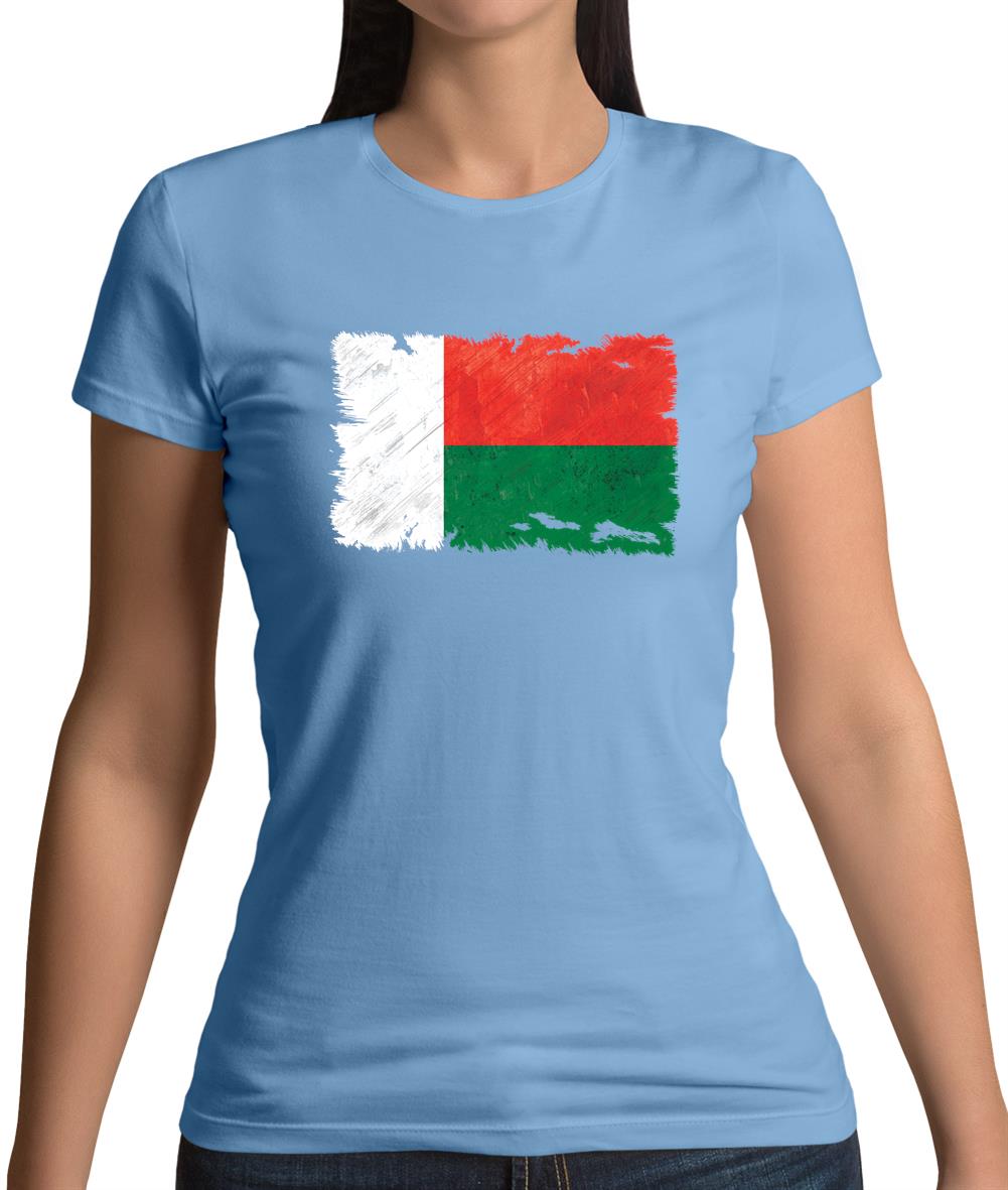 Madagascar Grunge Style Flag Womens T-Shirt Madagascar Grunge Style Flag Womens T-Shirt