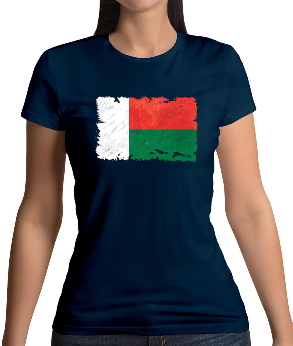 Madagascar Grunge Style Flag Womens T-Shirt Madagascar Grunge Style Flag Womens T-Shirt