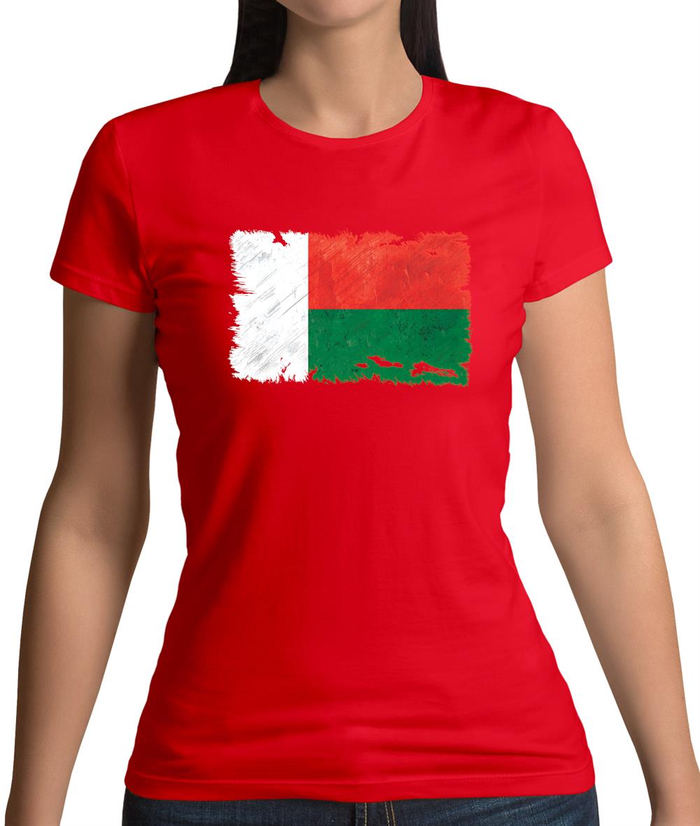 Madagascar Grunge Style Flag Womens T-Shirt Madagascar Grunge Style Flag Womens T-Shirt
