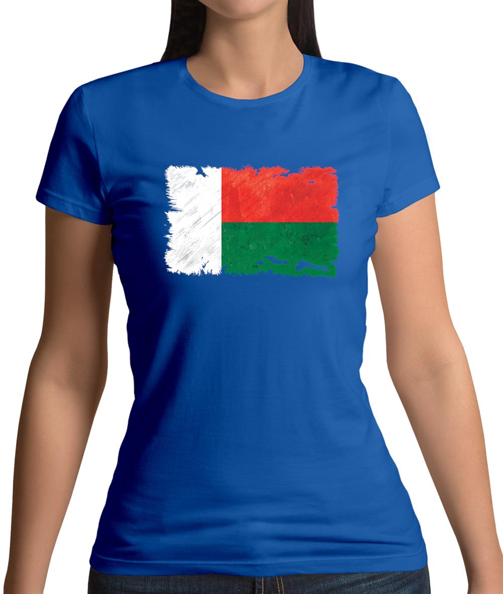 Madagascar Grunge Style Flag Womens T-Shirt Madagascar Grunge Style Flag Womens T-Shirt