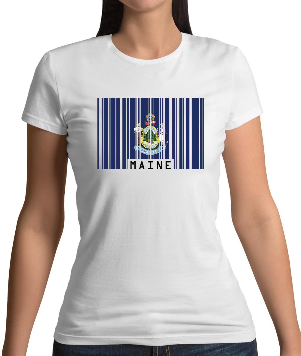 Maine Barcode Style Flag Womens T-Shirt Maine Barcode Style Flag Womens T-Shirt