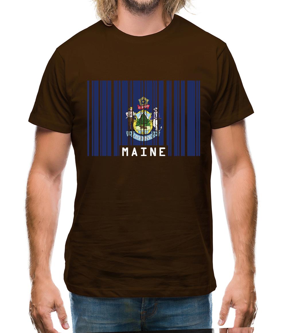 Maine Barcode Style Flag Mens T-Shirt Maine Barcode Style Flag Mens T-Shirt