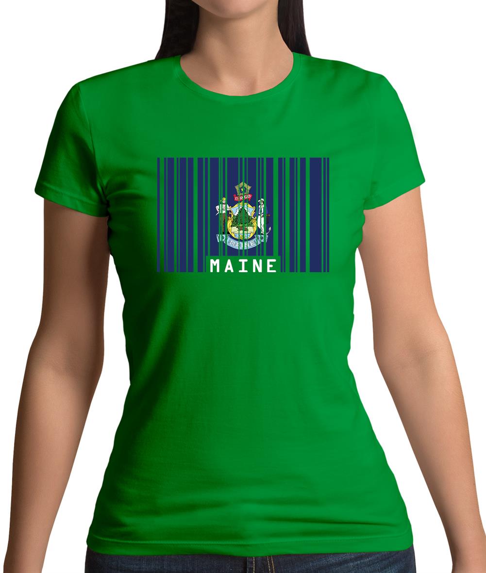 Maine Barcode Style Flag Womens T-Shirt Maine Barcode Style Flag Womens T-Shirt