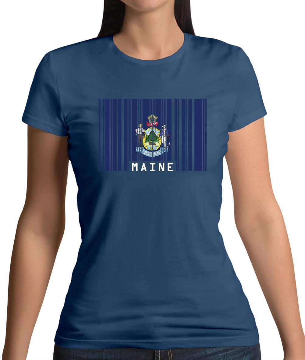 Maine Barcode Style Flag Womens T-Shirt Maine Barcode Style Flag Womens T-Shirt