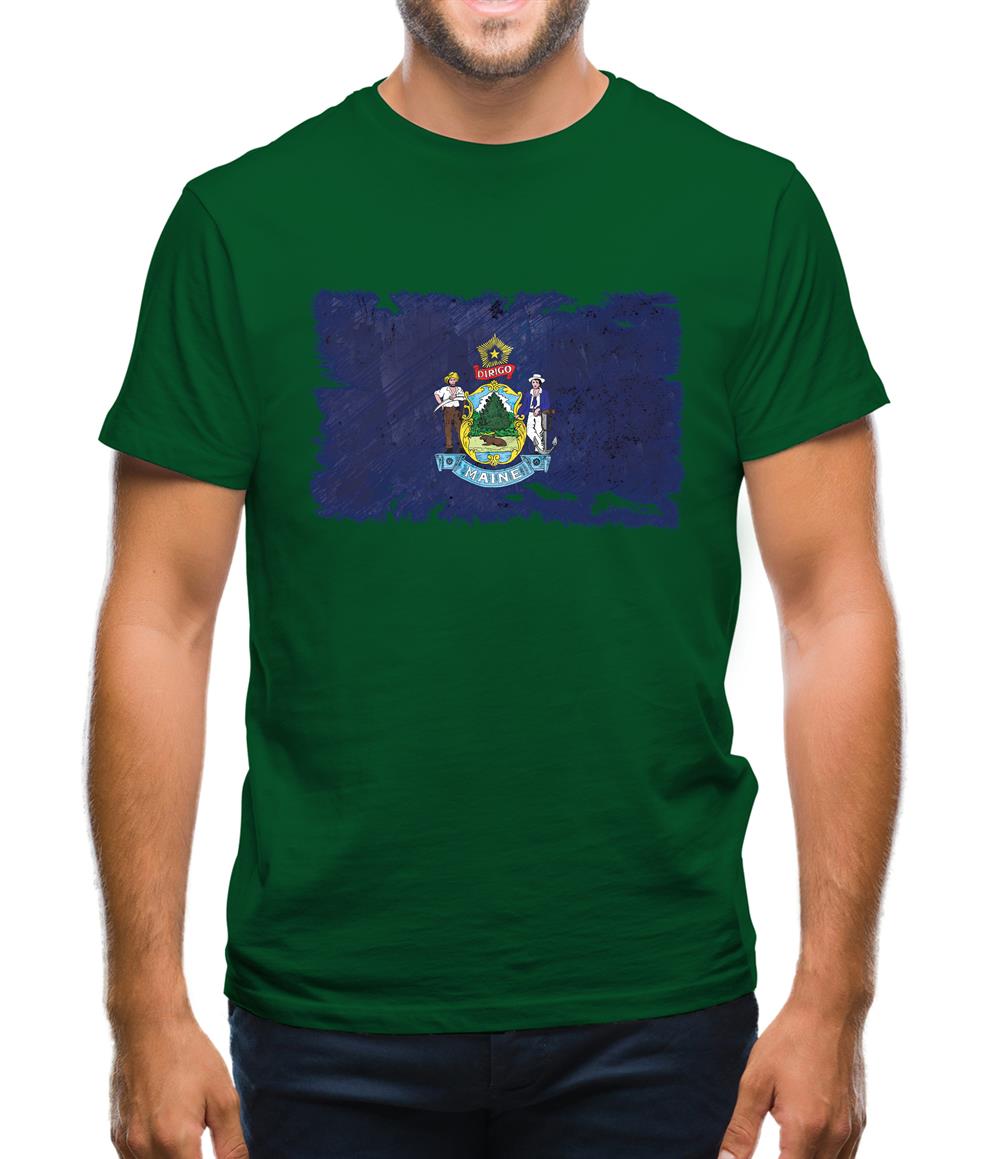 Maine Grunge Style Flag Mens T-Shirt Maine Grunge Style Flag Mens T-Shirt