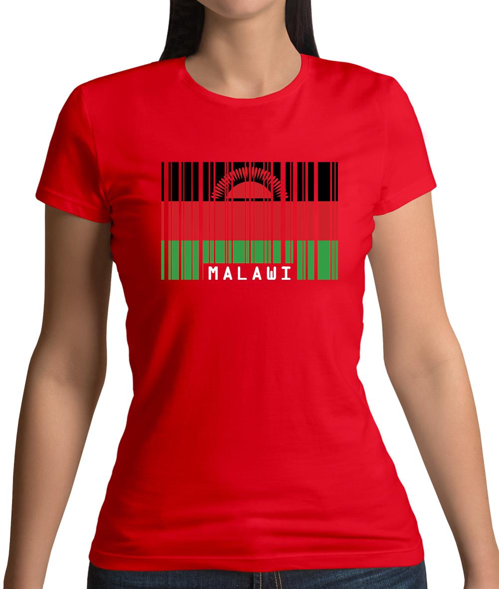 Malawi Barcode Style Flag Womens T-Shirt Malawi Barcode Style Flag Womens T-Shirt