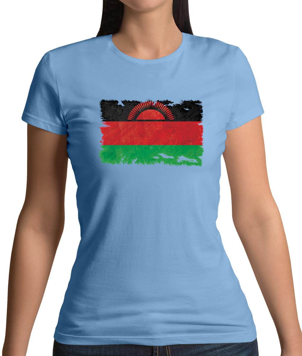 Malawi Grunge Style Flag Womens T-Shirt Malawi Grunge Style Flag Womens T-Shirt