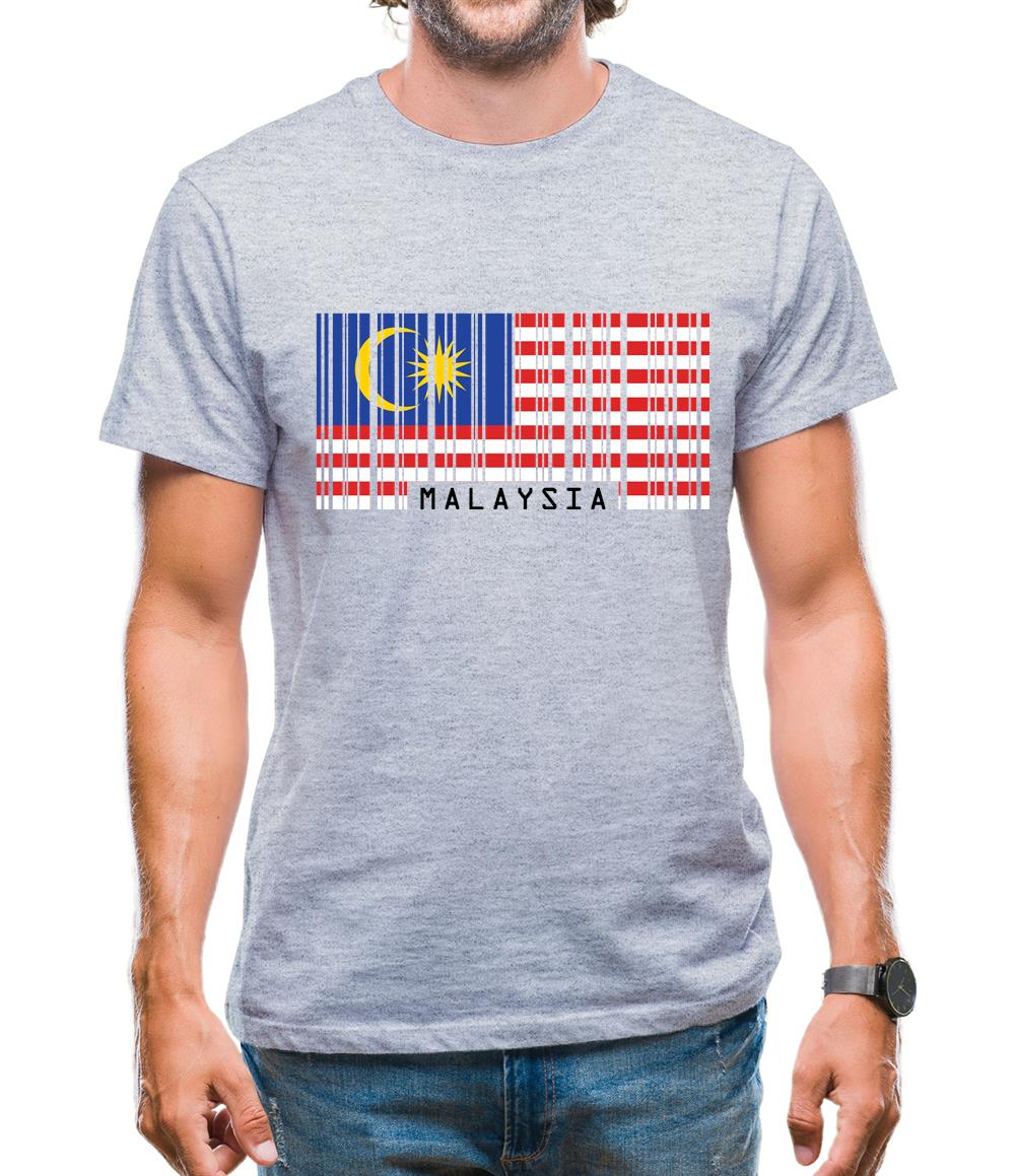 Malaysia Barcode Style Flag Mens T-Shirt Malaysia Barcode Style Flag Mens T-Shirt