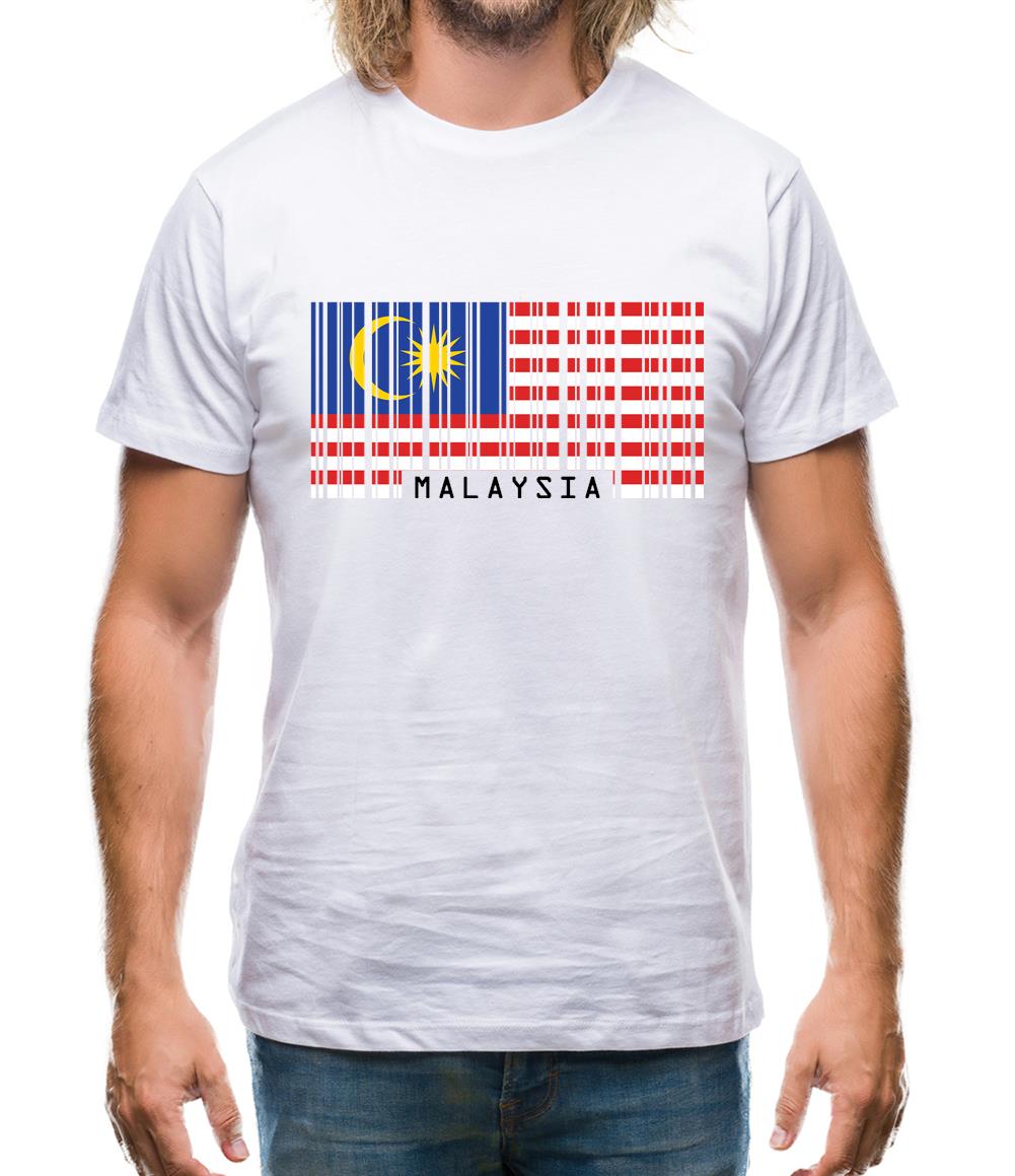 Malaysia Barcode Style Flag Mens T-Shirt Malaysia Barcode Style Flag Mens T-Shirt
