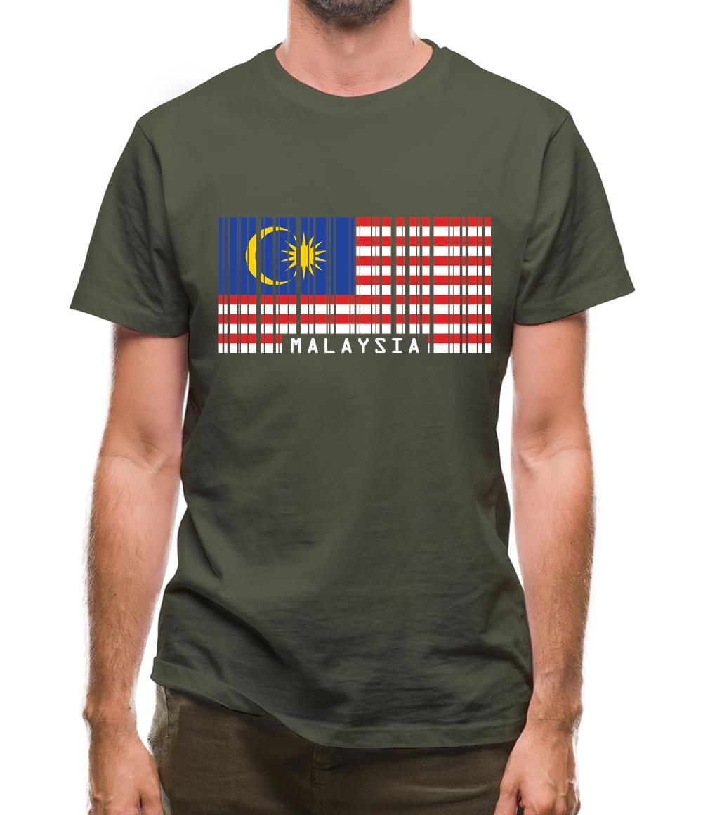 Malaysia Barcode Style Flag Mens T-Shirt Malaysia Barcode Style Flag Mens T-Shirt