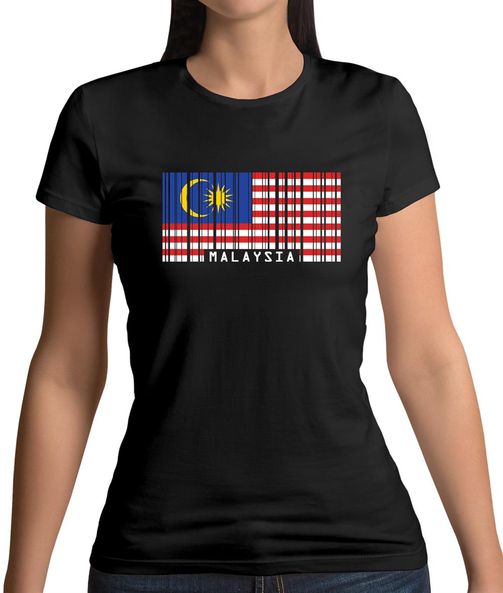 Malaysia Barcode Style Flag Womens T-Shirt Malaysia Barcode Style Flag Womens T-Shirt