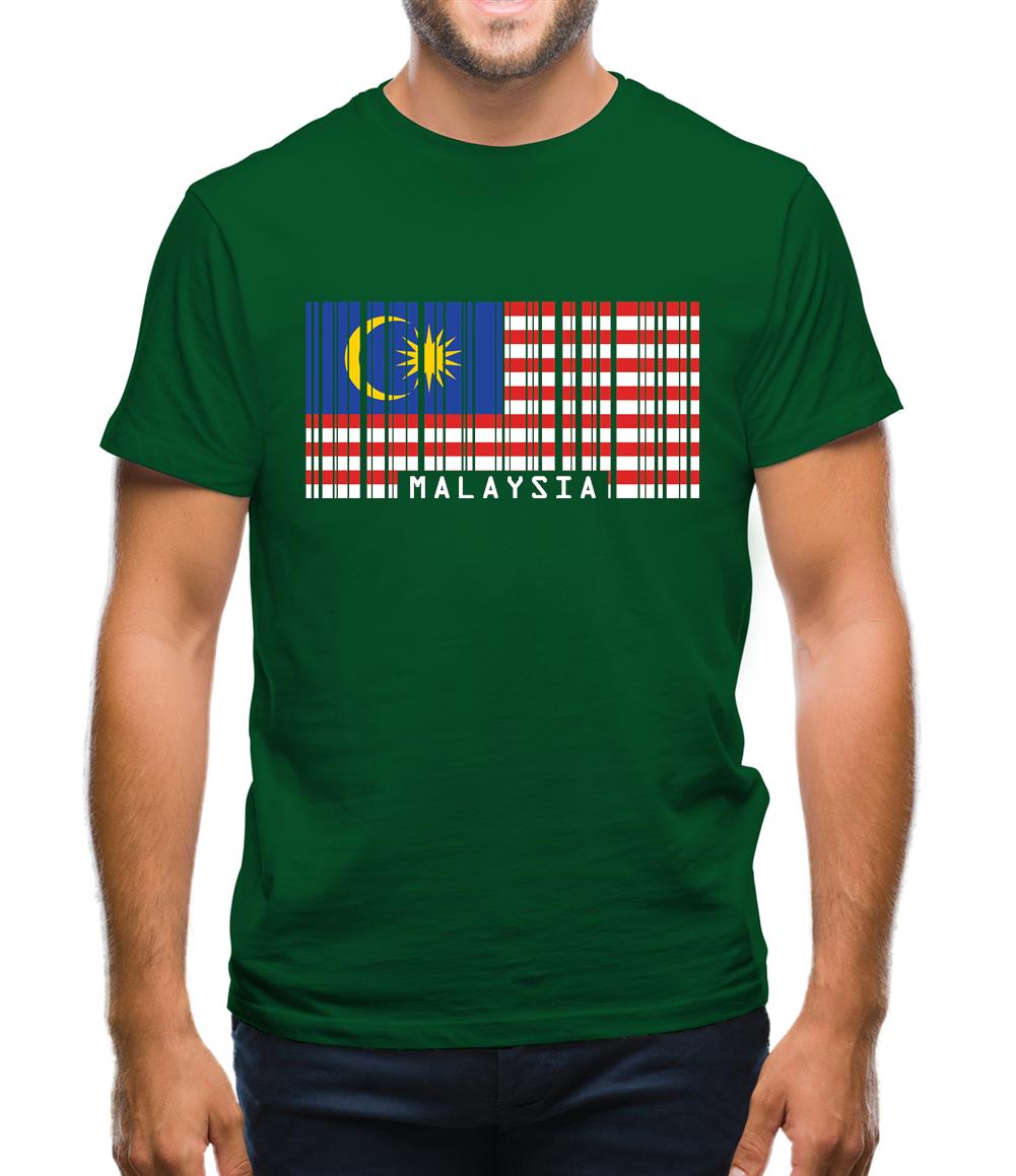 Malaysia Barcode Style Flag Mens T-Shirt Malaysia Barcode Style Flag Mens T-Shirt