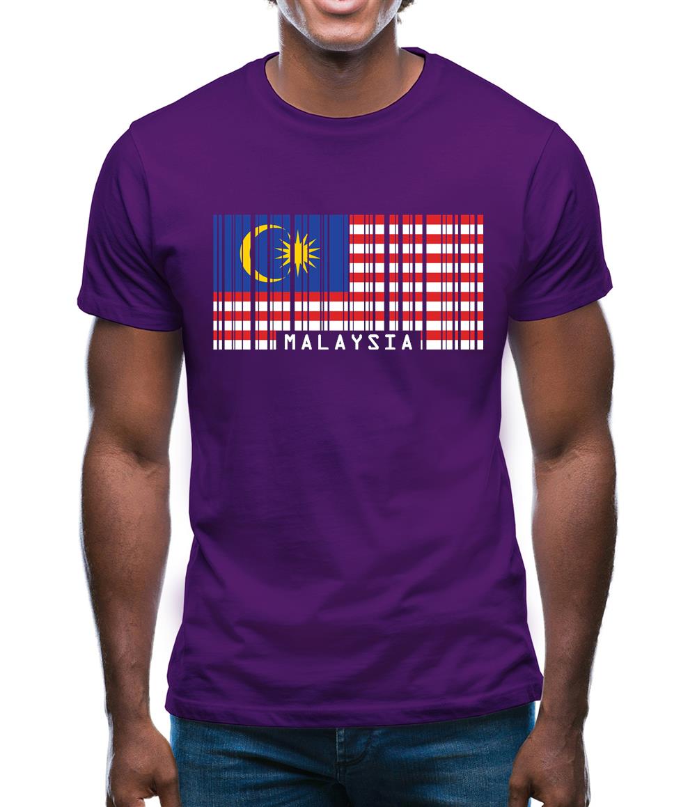 Malaysia Barcode Style Flag Mens T-Shirt Malaysia Barcode Style Flag Mens T-Shirt