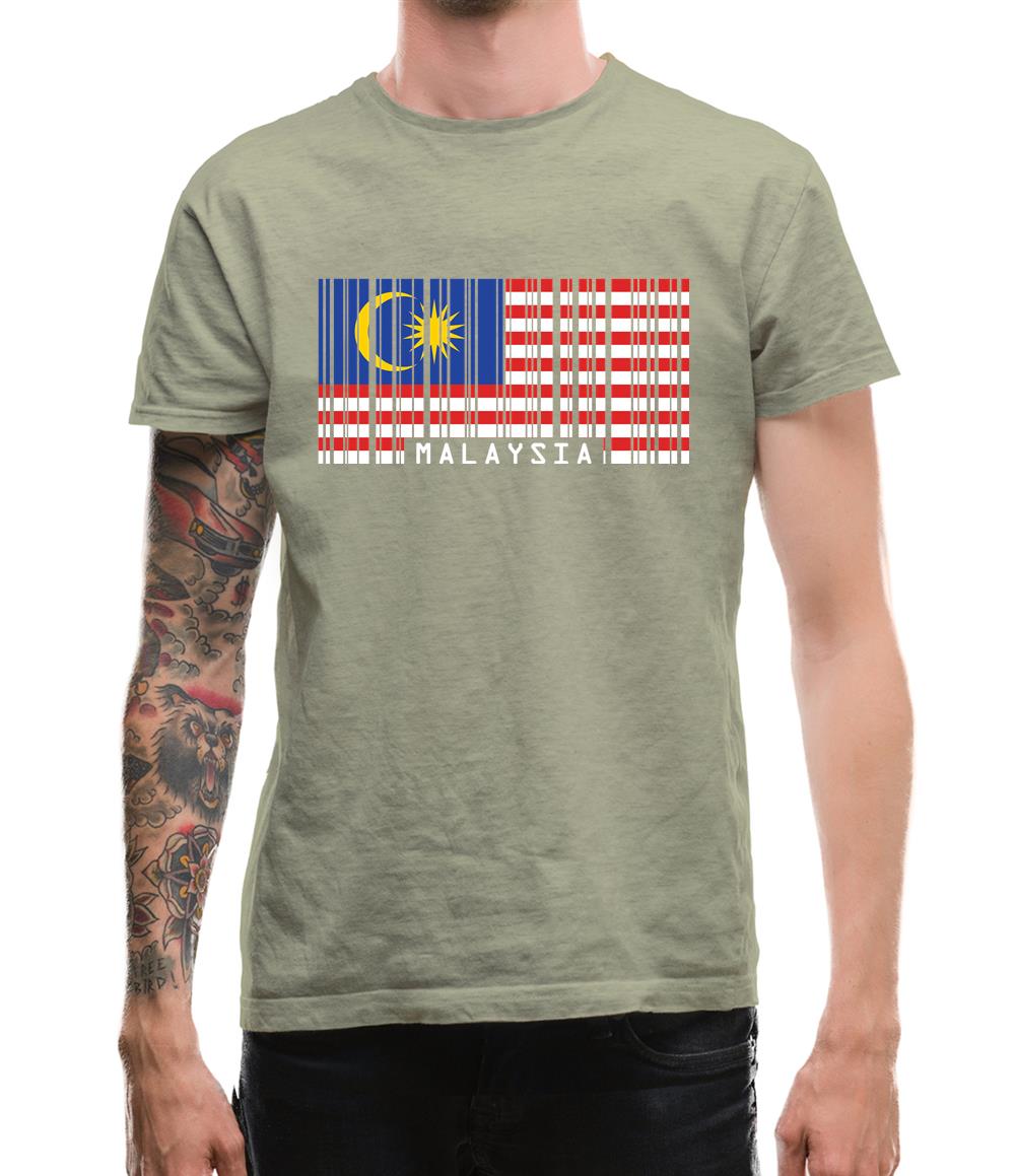 Malaysia Barcode Style Flag Mens T-Shirt Malaysia Barcode Style Flag Mens T-Shirt