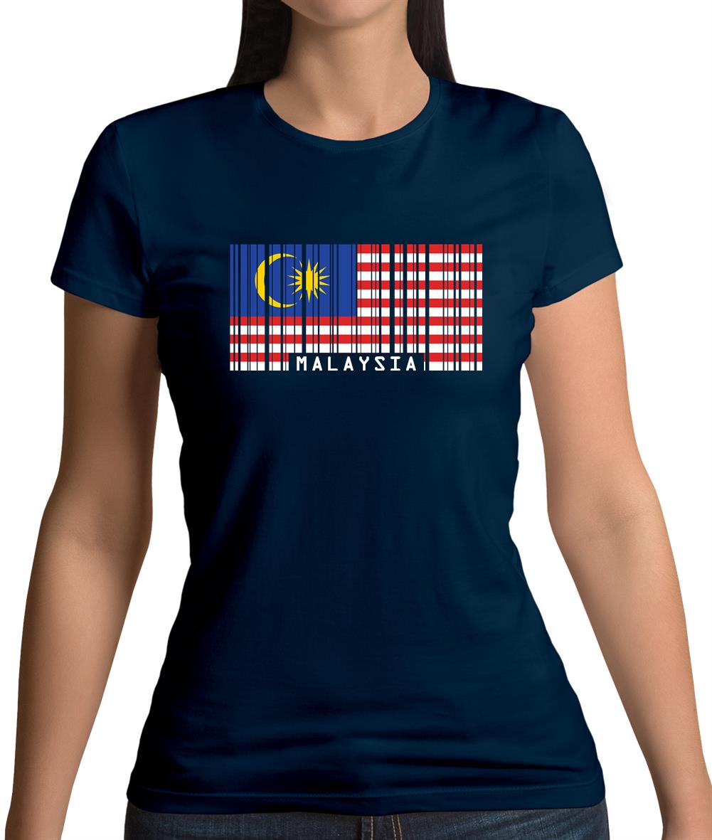 Malaysia Barcode Style Flag Womens T-Shirt Malaysia Barcode Style Flag Womens T-Shirt
