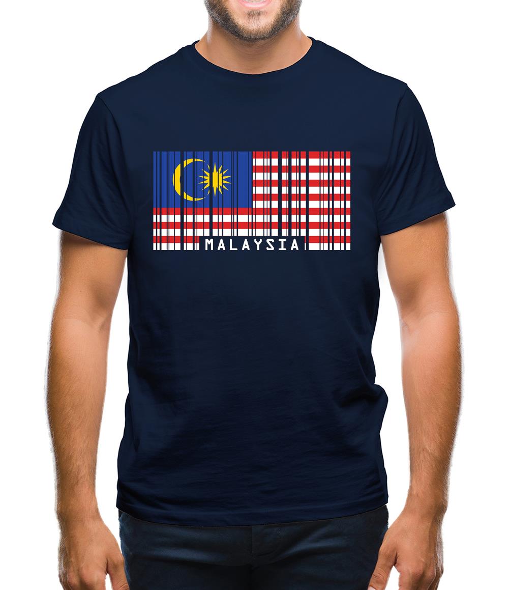 Malaysia Barcode Style Flag Mens T-Shirt Malaysia Barcode Style Flag Mens T-Shirt