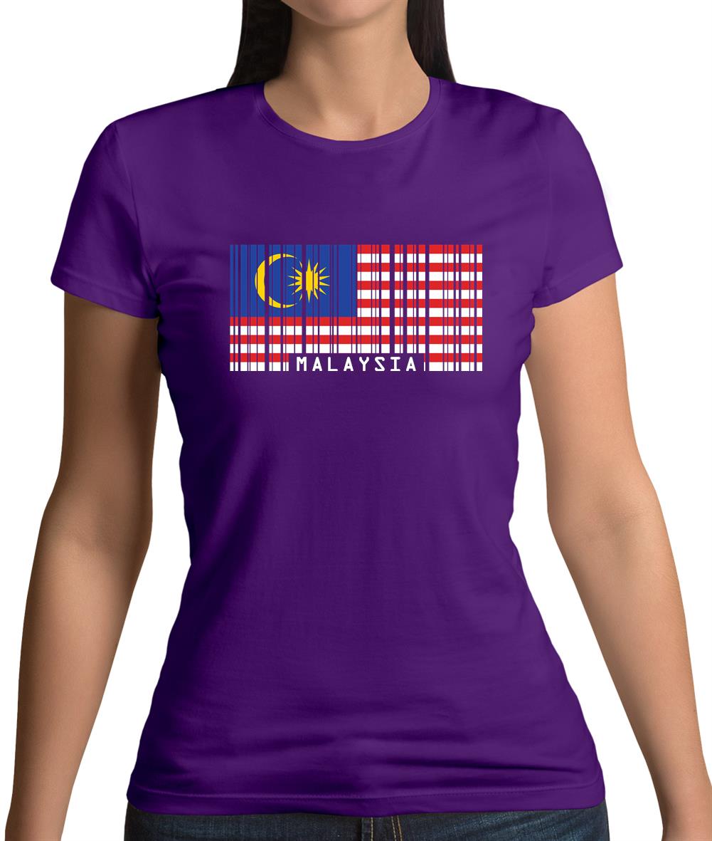 Malaysia Barcode Style Flag Womens T-Shirt Malaysia Barcode Style Flag Womens T-Shirt