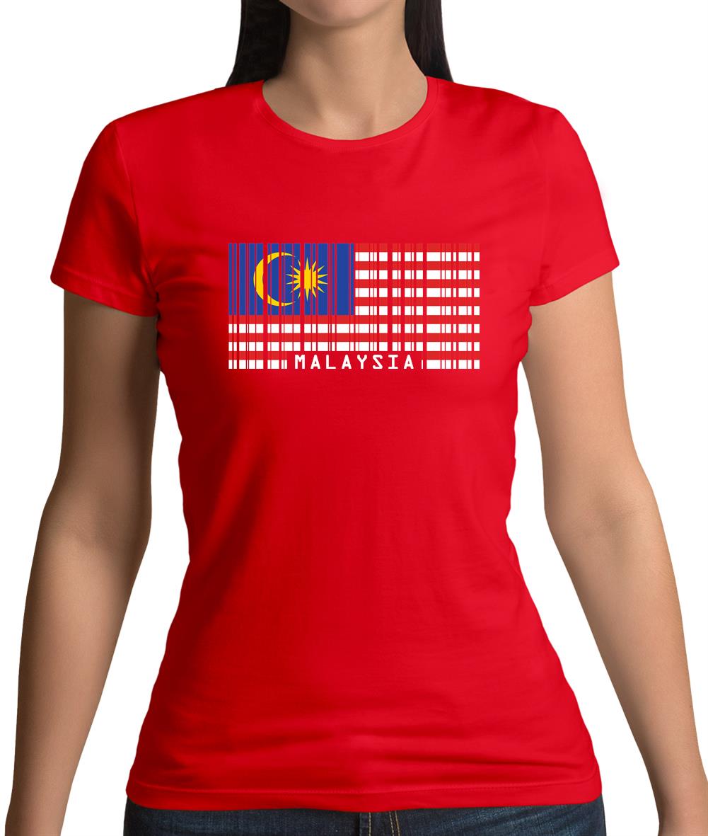Malaysia Barcode Style Flag Womens T-Shirt Malaysia Barcode Style Flag Womens T-Shirt