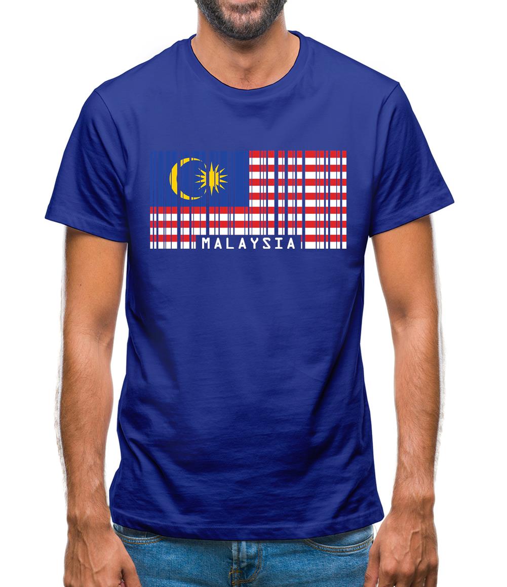 Malaysia Barcode Style Flag Mens T-Shirt Malaysia Barcode Style Flag Mens T-Shirt