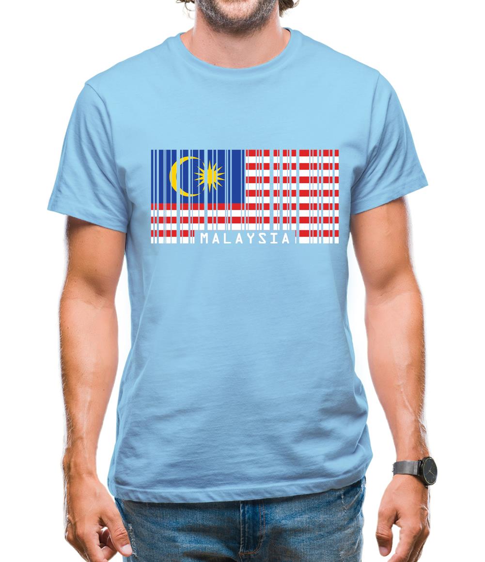 Malaysia Barcode Style Flag Mens T-Shirt Malaysia Barcode Style Flag Mens T-Shirt