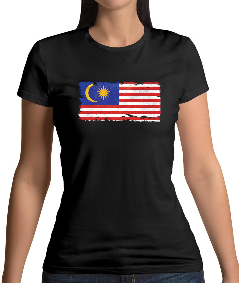 Malaysia Grunge Style Flag Womens T-Shirt Malaysia Grunge Style Flag Womens T-Shirt