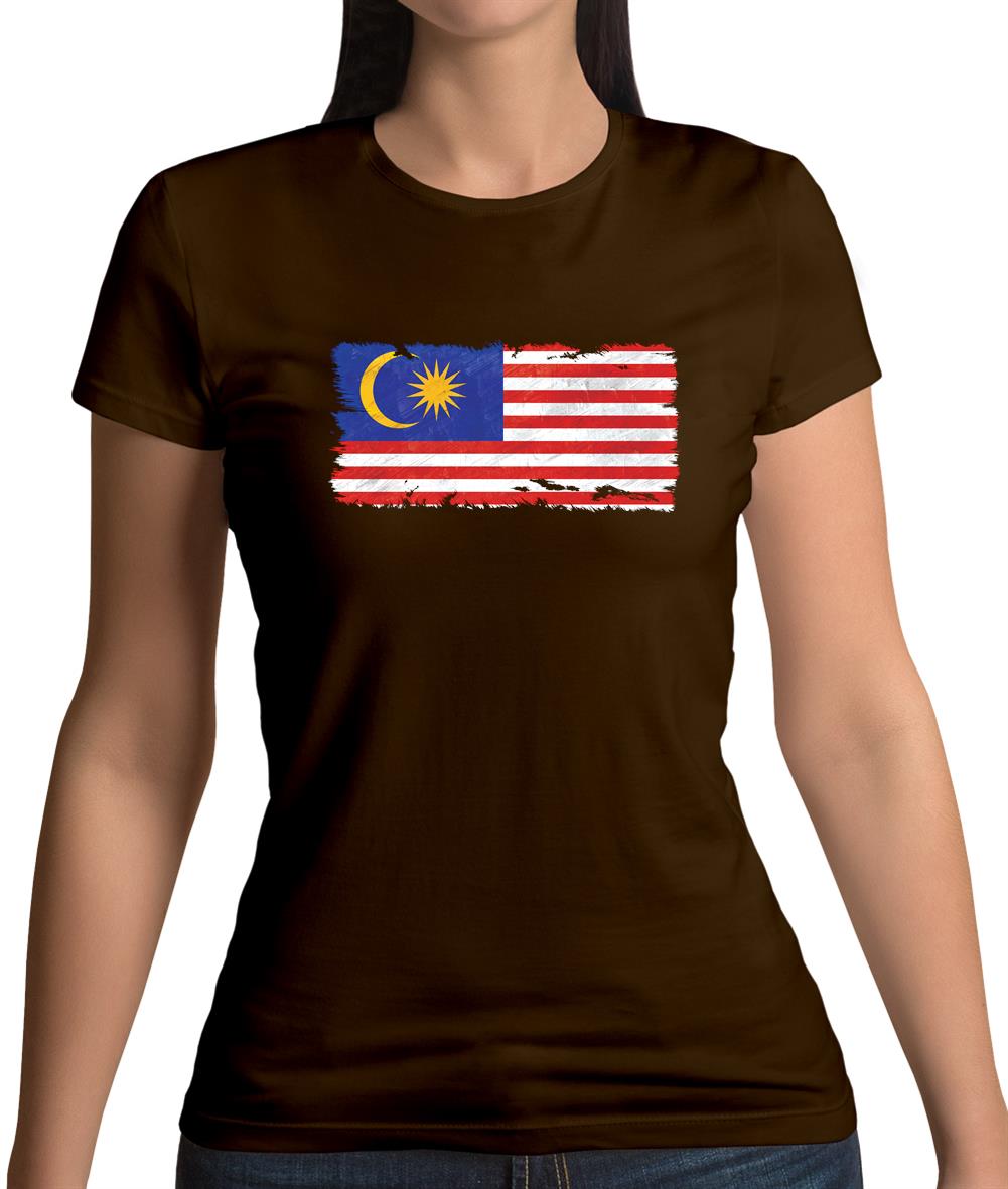 Malaysia Grunge Style Flag Womens T-Shirt Malaysia Grunge Style Flag Womens T-Shirt