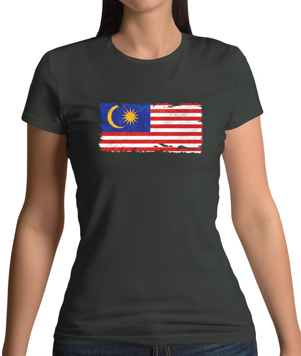 Malaysia Grunge Style Flag Womens T-Shirt Malaysia Grunge Style Flag Womens T-Shirt