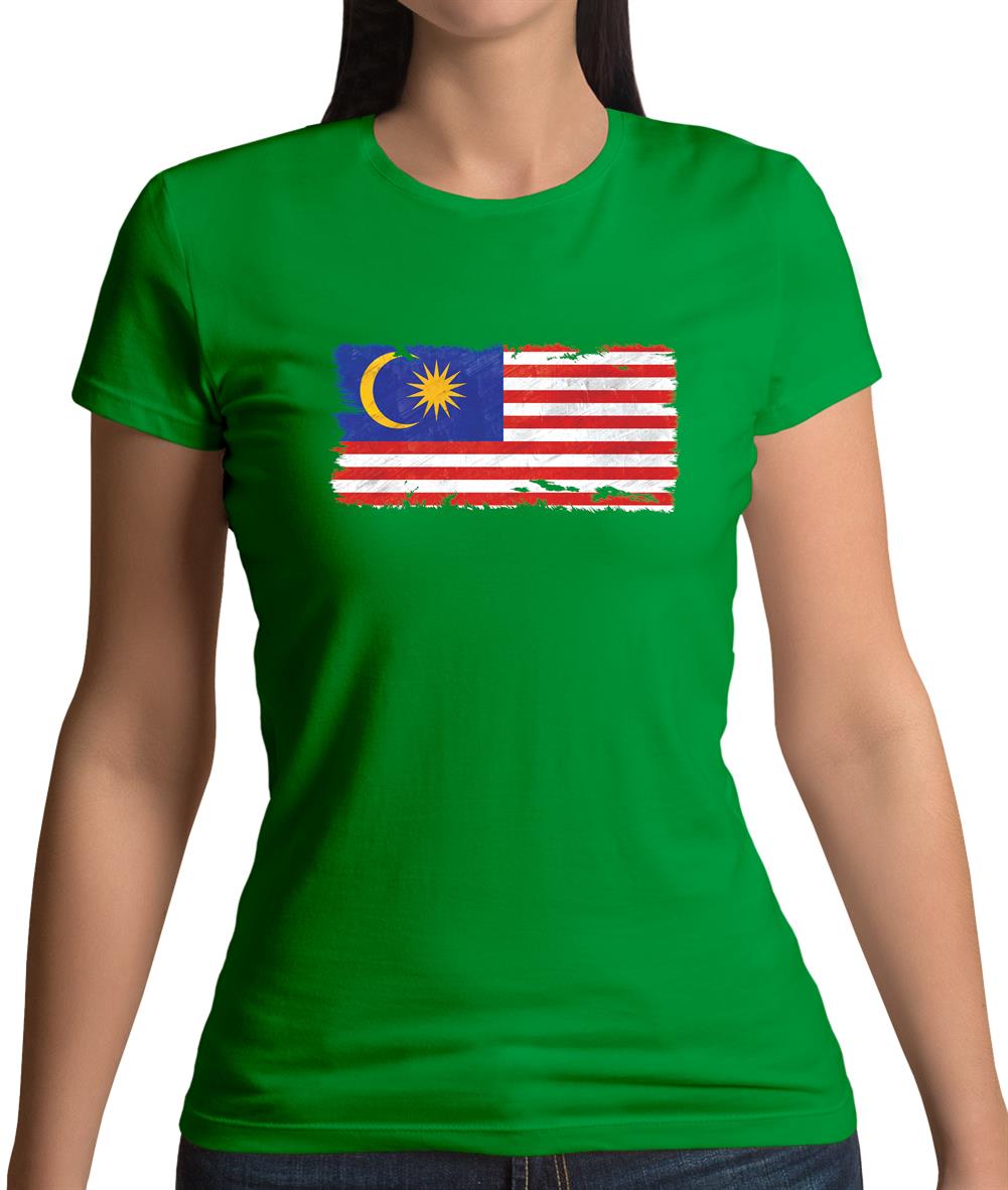 Malaysia Grunge Style Flag Womens T-Shirt Malaysia Grunge Style Flag Womens T-Shirt