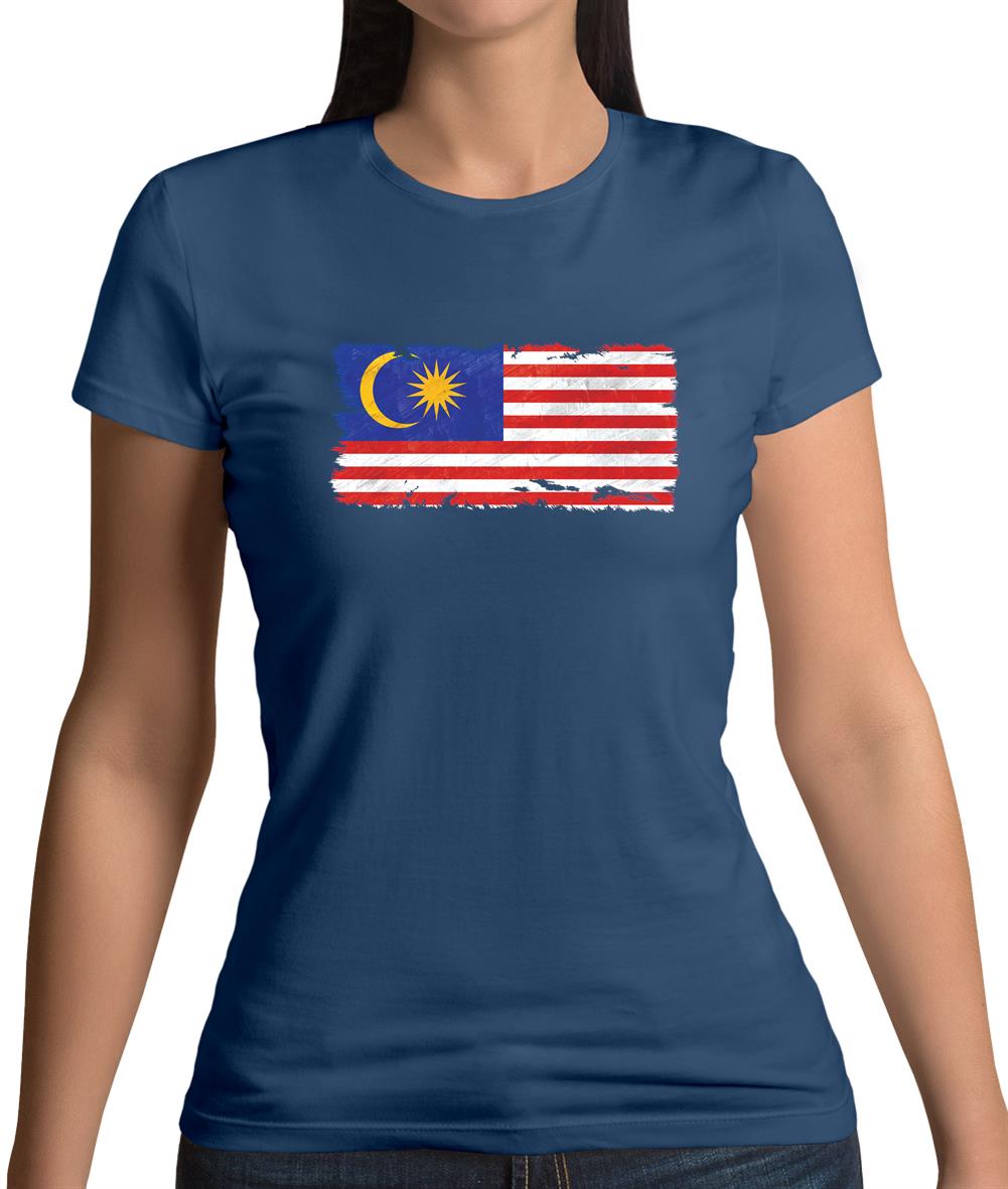 Malaysia Grunge Style Flag Womens T-Shirt Malaysia Grunge Style Flag Womens T-Shirt