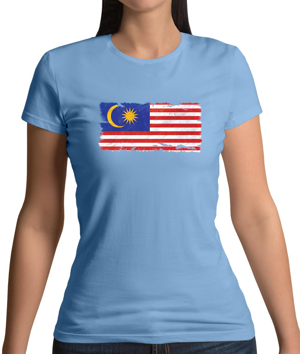 Malaysia Grunge Style Flag Womens T-Shirt Malaysia Grunge Style Flag Womens T-Shirt