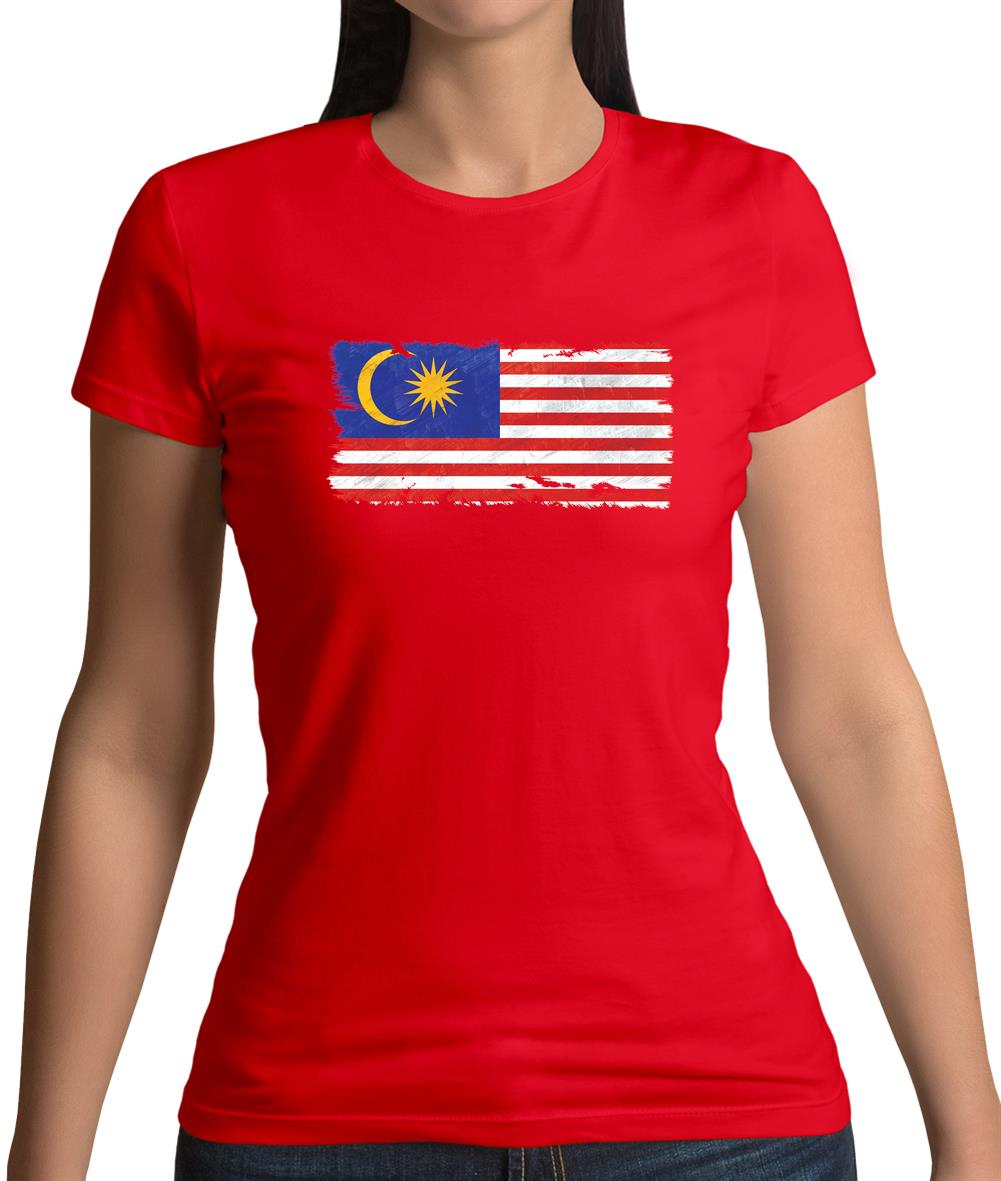Malaysia Grunge Style Flag Womens T-Shirt Malaysia Grunge Style Flag Womens T-Shirt