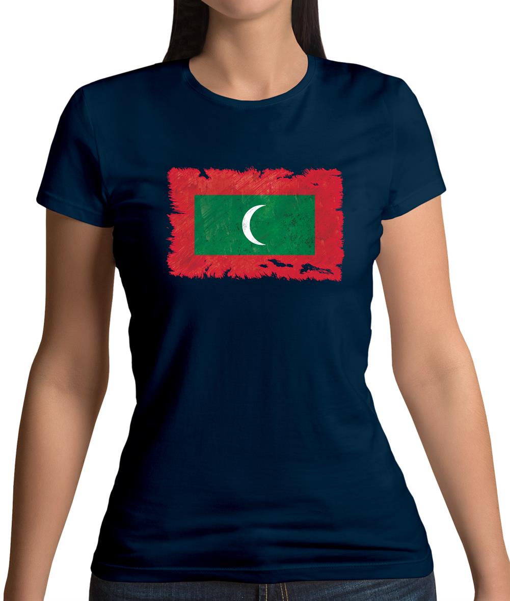 Maldives Grunge Style Flag Womens T-Shirt Maldives Grunge Style Flag Womens T-Shirt