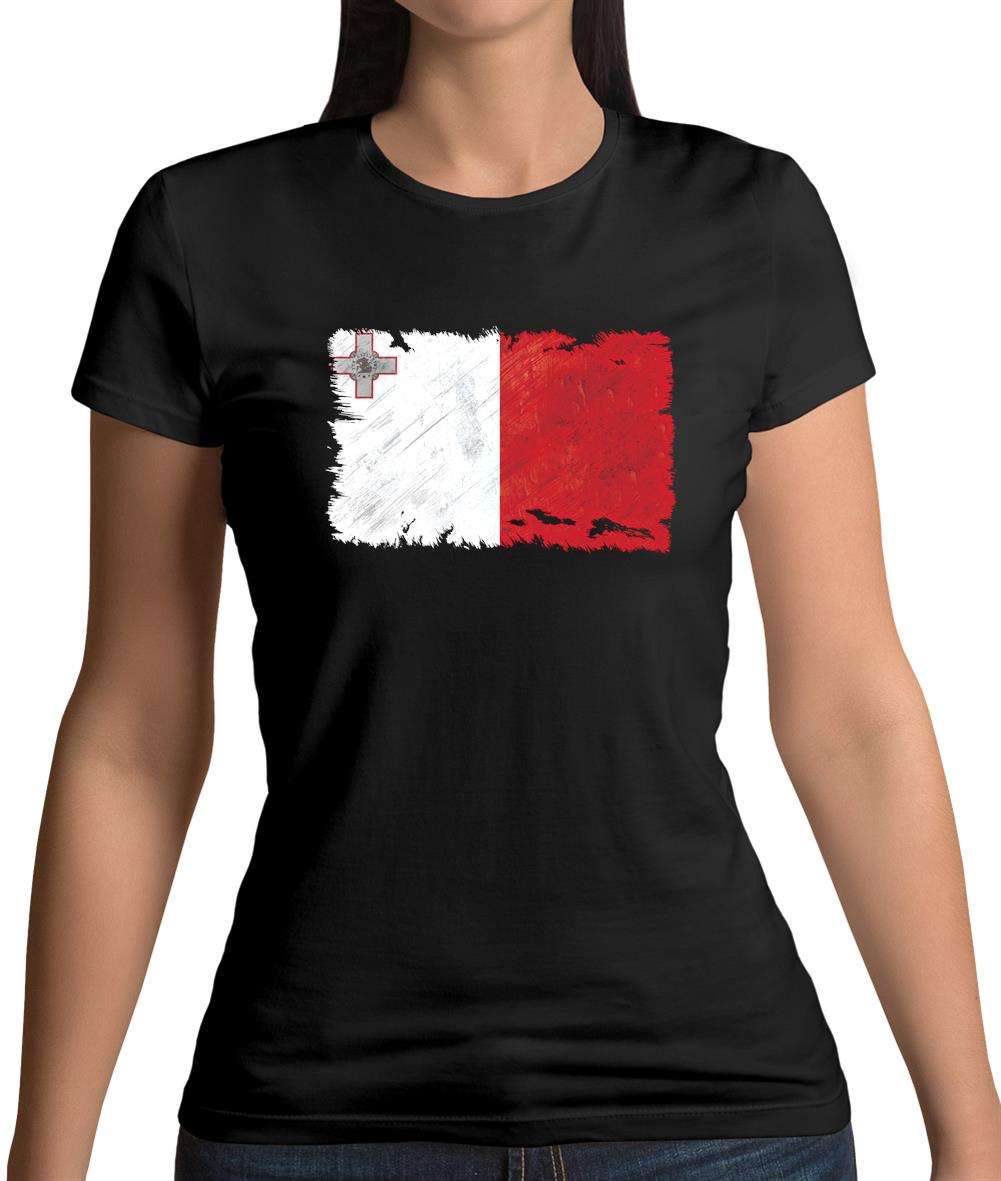 Malta Grunge Style Flag Womens T-Shirt Malta Grunge Style Flag Womens T-Shirt