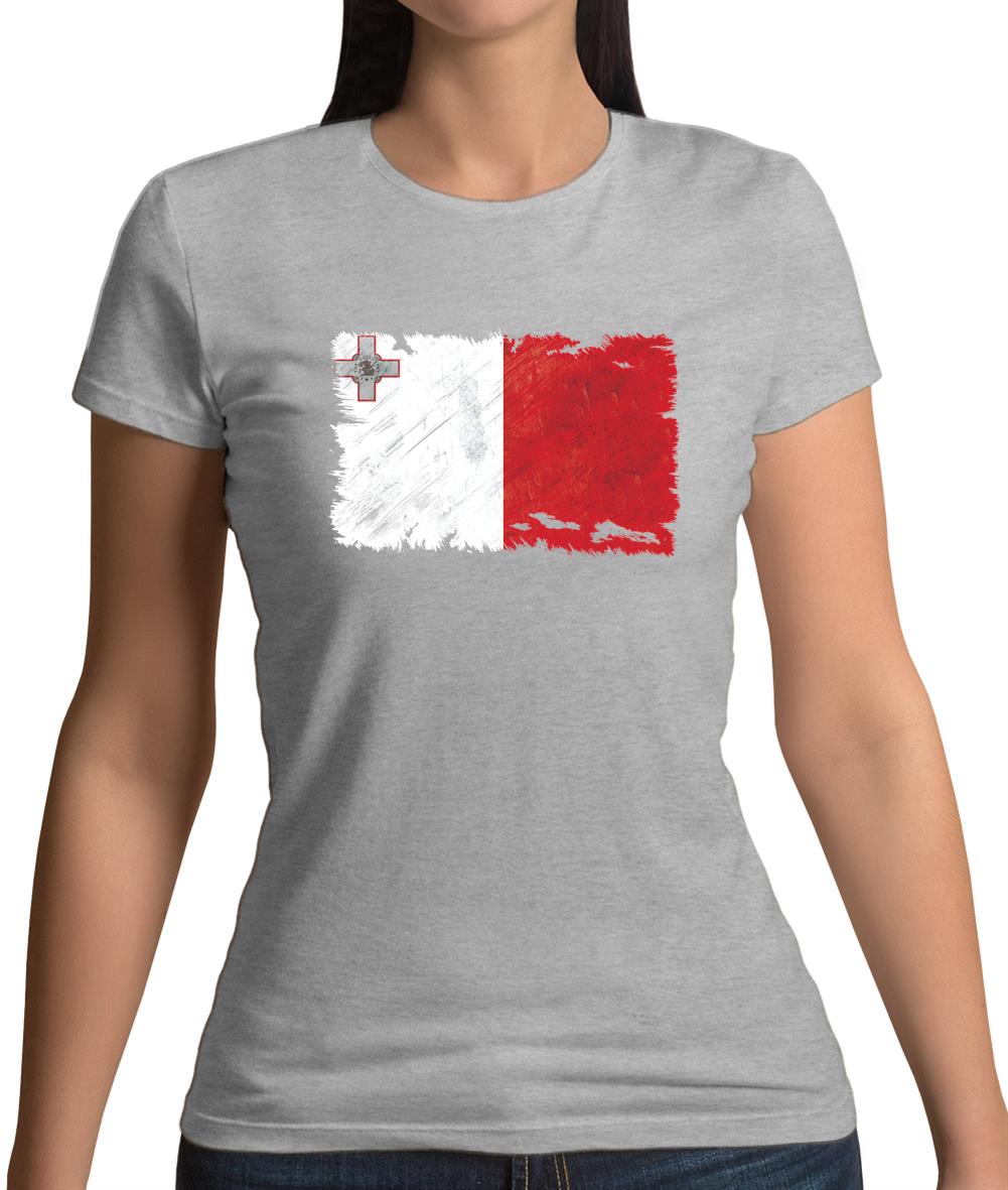 Malta Grunge Style Flag Womens T-Shirt Malta Grunge Style Flag Womens T-Shirt