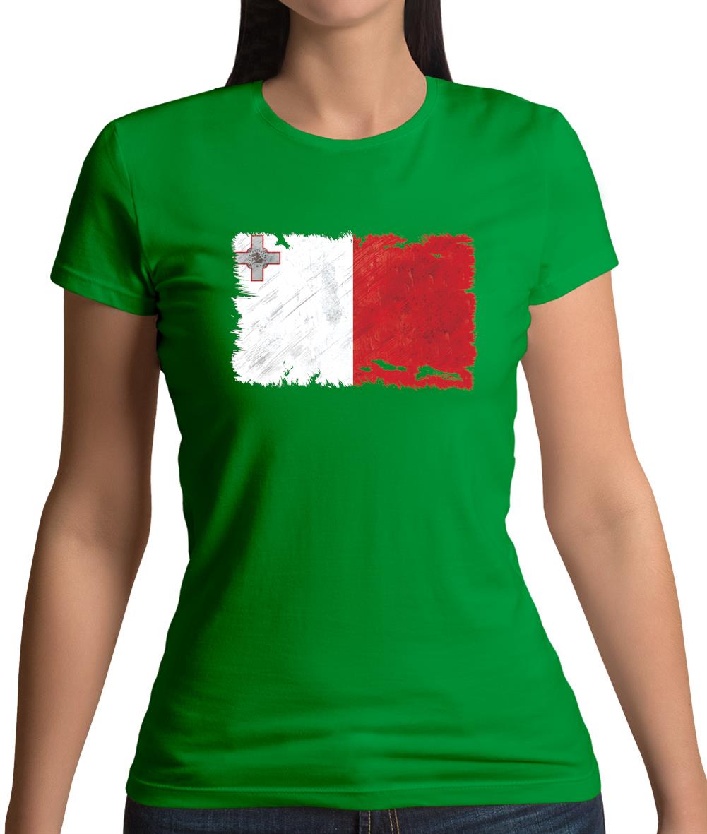 Malta Grunge Style Flag Womens T-Shirt Malta Grunge Style Flag Womens T-Shirt
