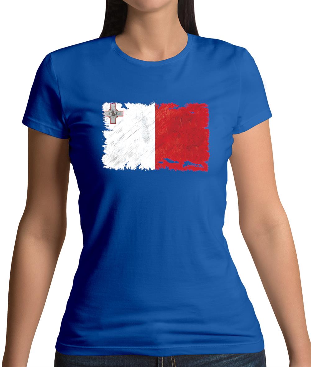 Malta Grunge Style Flag Womens T-Shirt Malta Grunge Style Flag Womens T-Shirt