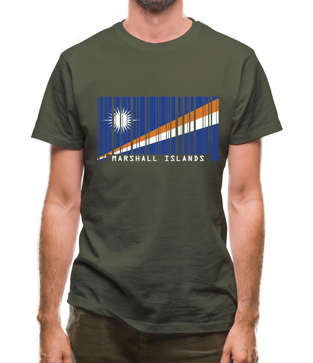 Marshall Islands  Barcode Style Flag Mens T-Shirt Marshall Islands  Barcode Style Flag Mens T-Shirt