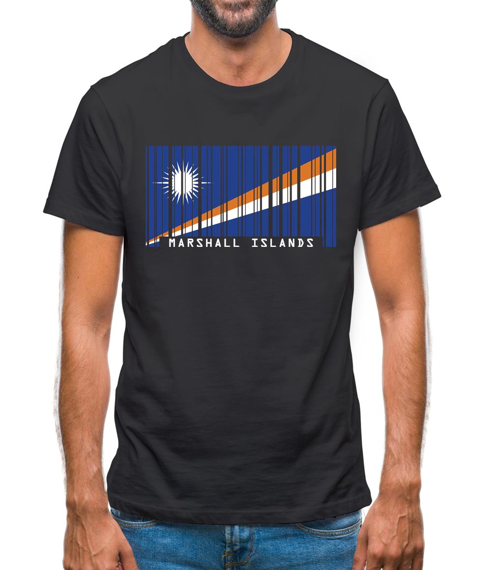 Marshall Islands  Barcode Style Flag Mens T-Shirt Marshall Islands  Barcode Style Flag Mens T-Shirt