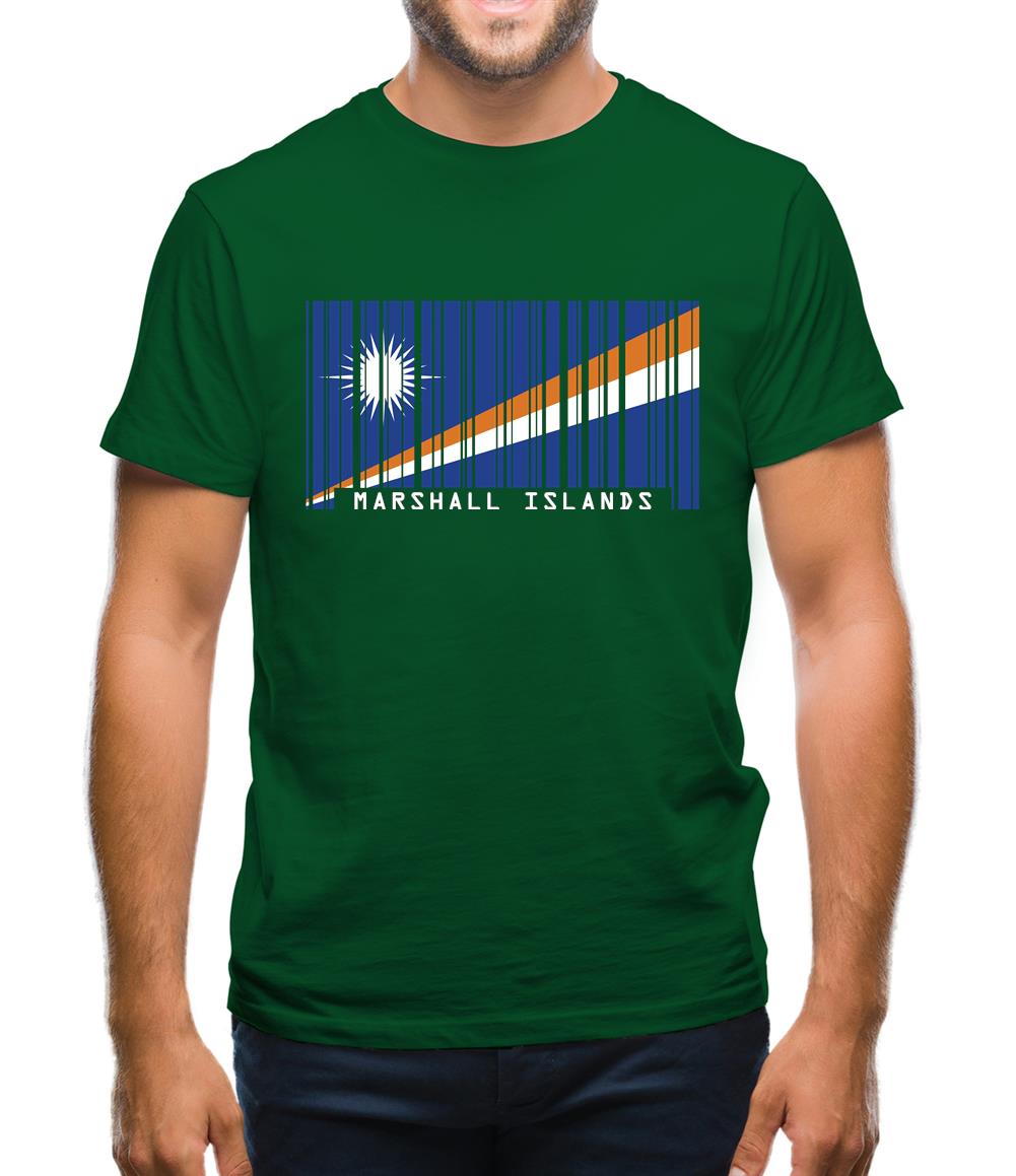 Marshall Islands  Barcode Style Flag Mens T-Shirt Marshall Islands  Barcode Style Flag Mens T-Shirt