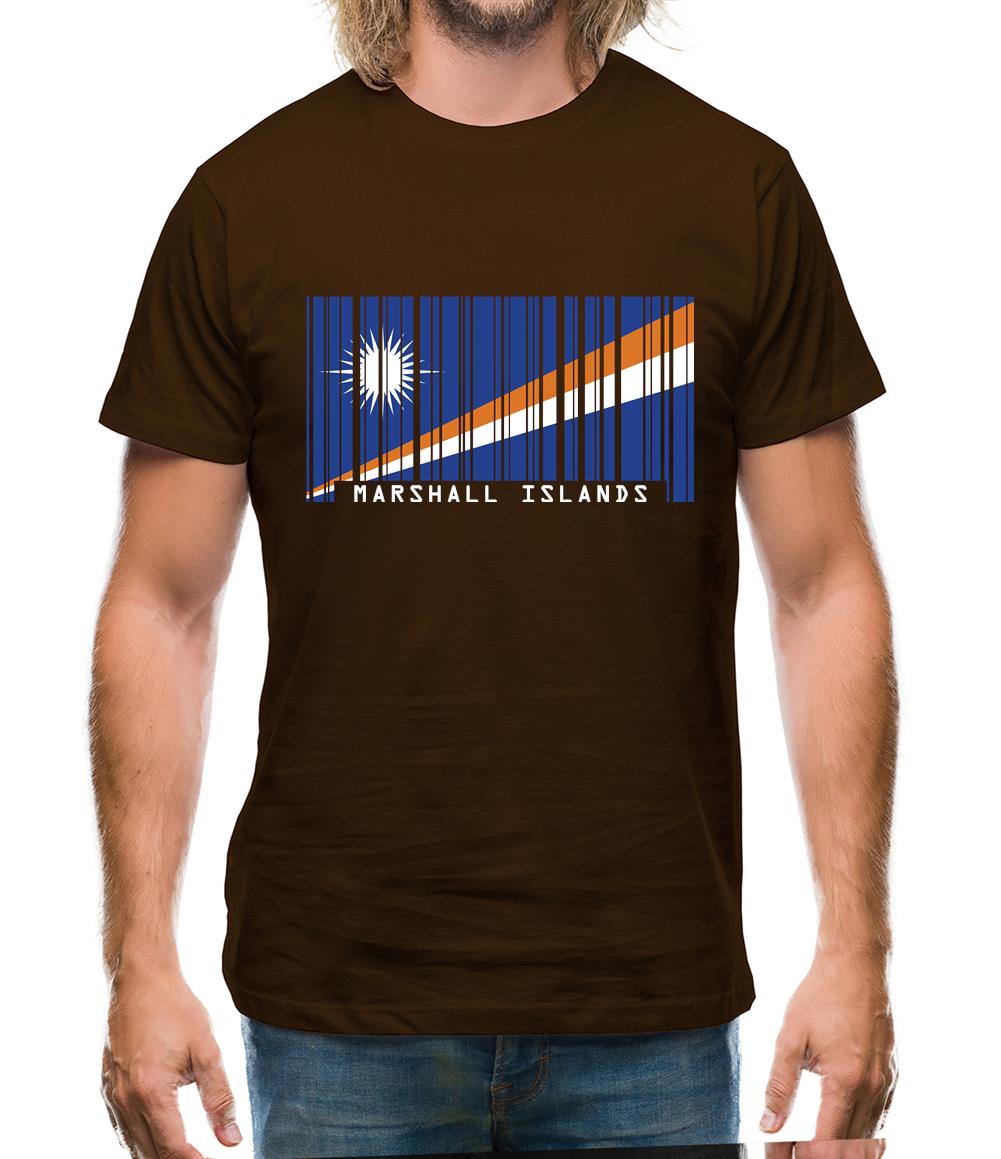 Marshall Islands  Barcode Style Flag Mens T-Shirt Marshall Islands  Barcode Style Flag Mens T-Shirt