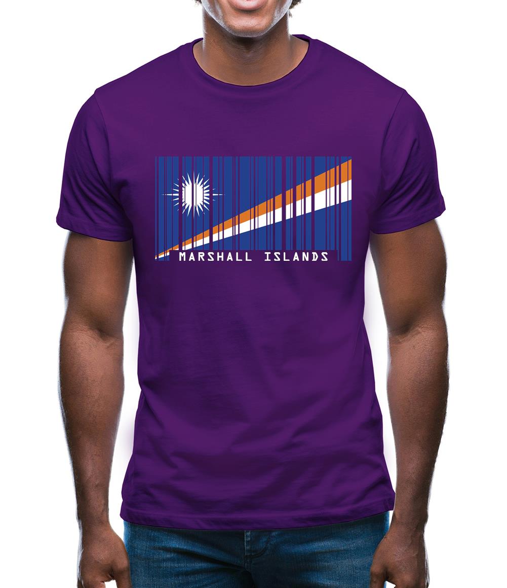 Marshall Islands  Barcode Style Flag Mens T-Shirt Marshall Islands  Barcode Style Flag Mens T-Shirt
