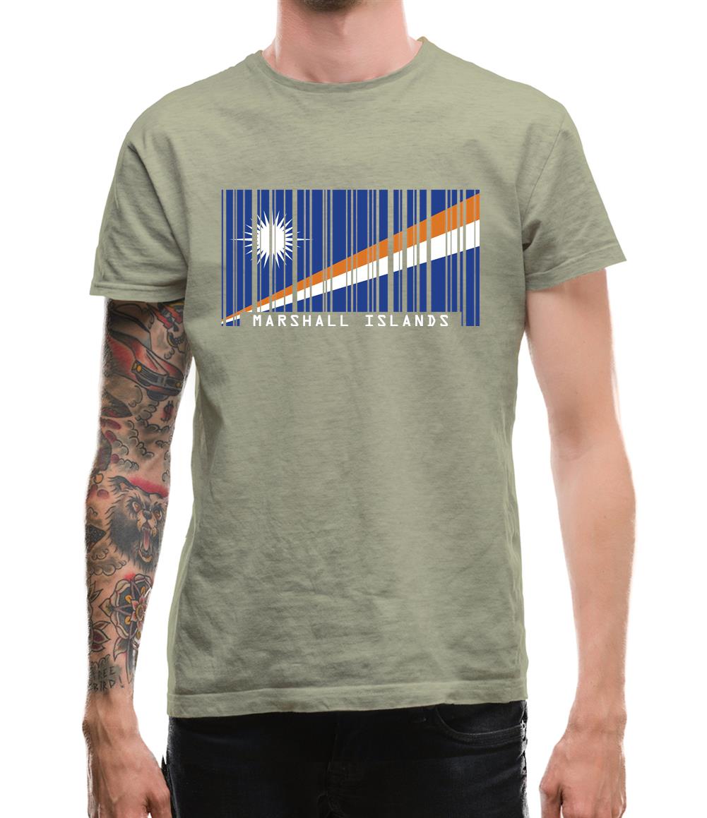 Marshall Islands  Barcode Style Flag Mens T-Shirt Marshall Islands  Barcode Style Flag Mens T-Shirt