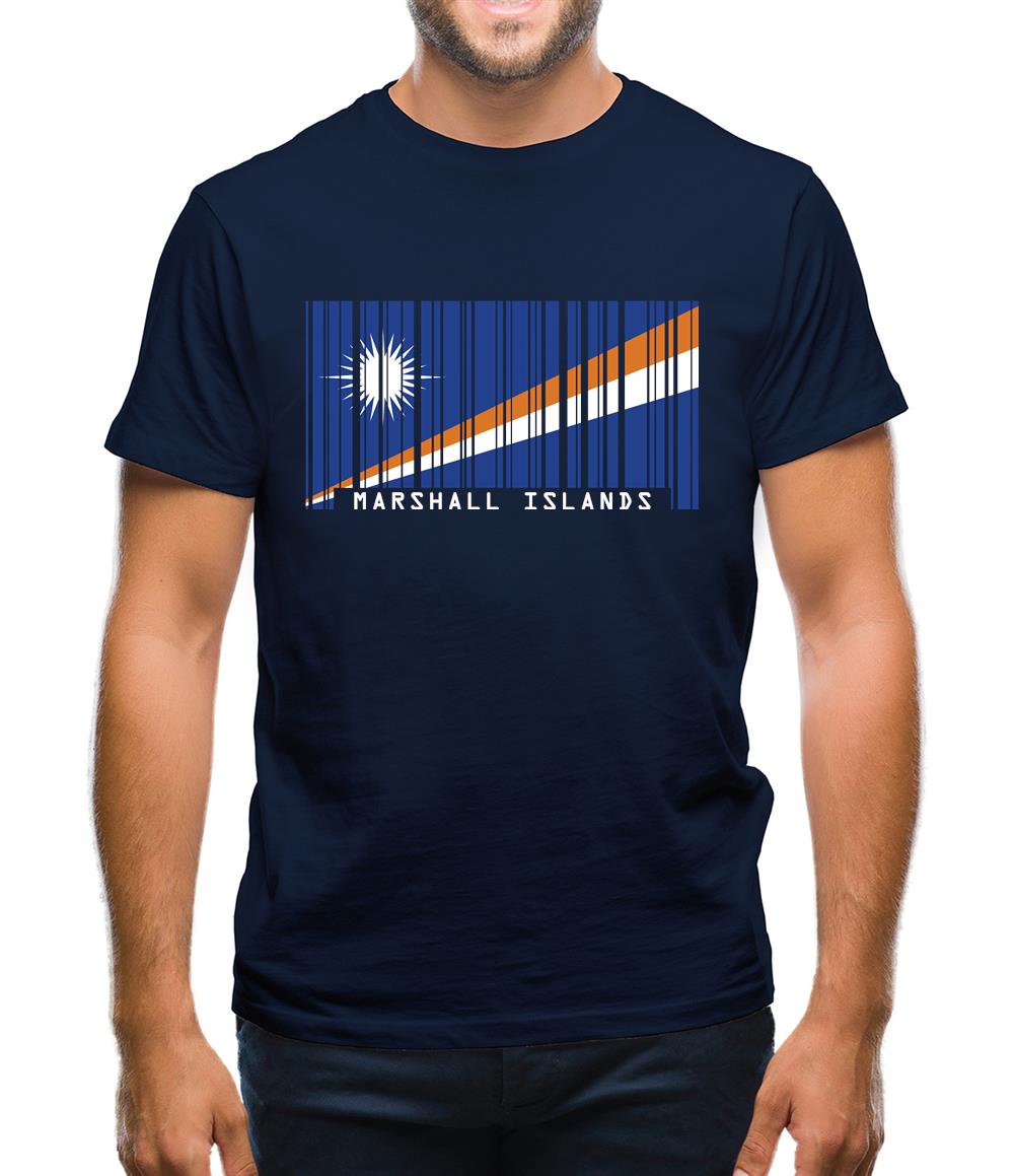 Marshall Islands  Barcode Style Flag Mens T-Shirt Marshall Islands  Barcode Style Flag Mens T-Shirt
