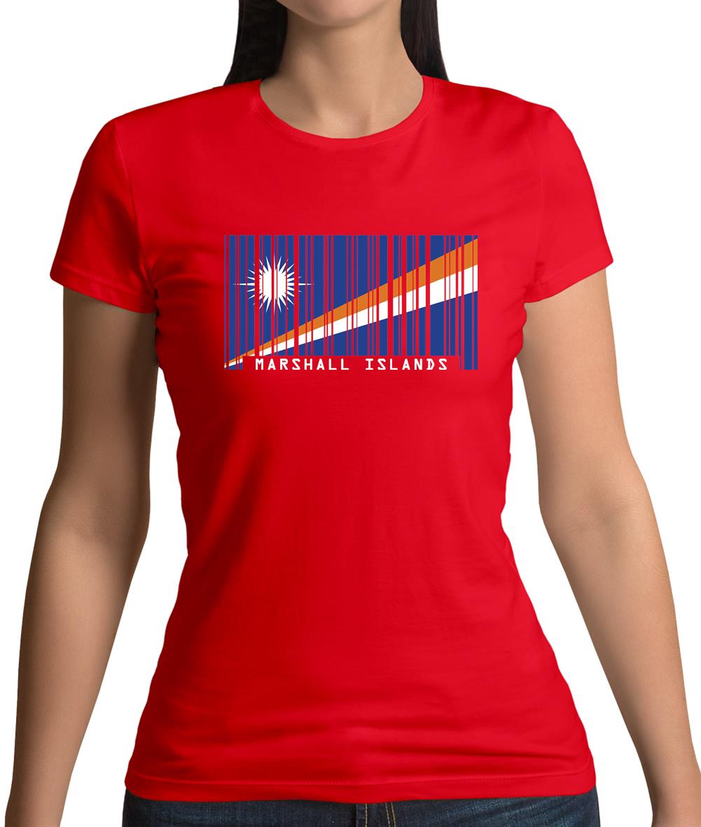 Marshall Islands Barcode Style Flag Womens T-Shirt Marshall Islands Barcode Style Flag Womens T-Shirt