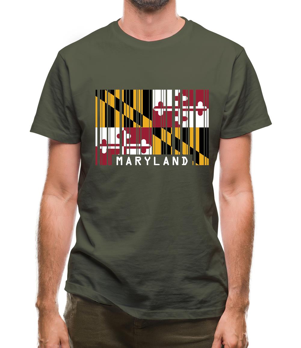 Maryland Barcode Style Flag Mens T-Shirt Maryland Barcode Style Flag Mens T-Shirt