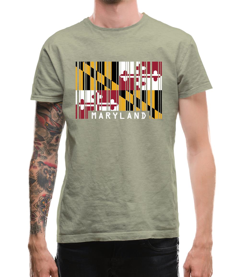 Maryland Barcode Style Flag Mens T-Shirt Maryland Barcode Style Flag Mens T-Shirt