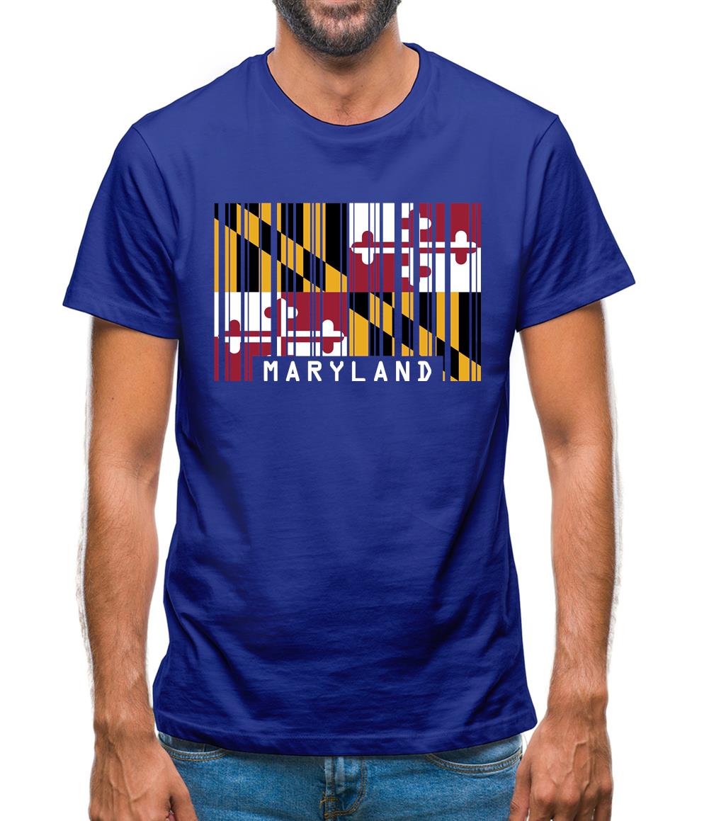 Maryland Barcode Style Flag Mens T-Shirt Maryland Barcode Style Flag Mens T-Shirt