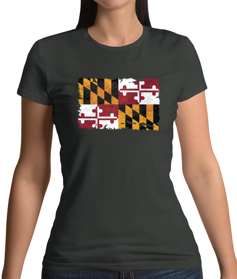 Maryland Grunge Style Flag Womens T-Shirt Maryland Grunge Style Flag Womens T-Shirt